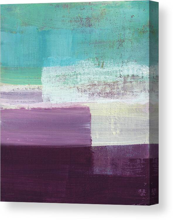 Aqua And Purple Abstract Painting Canvas Print featuring the painting Hydrangea- Abstract Painting by Linda Woods