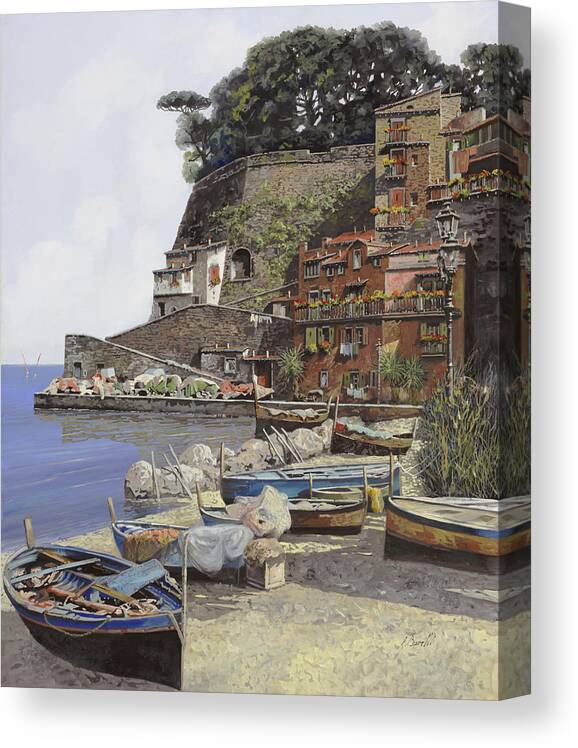 Italy Canvas Print featuring the painting il porto di Sorrento by Guido Borelli