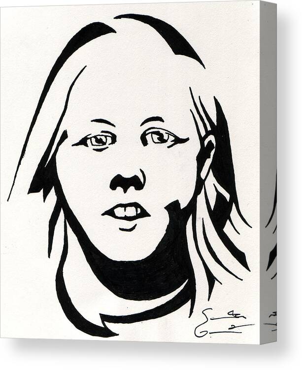 Grafitti Canvas Print featuring the drawing Ink Portrait by Samantha Geernaert