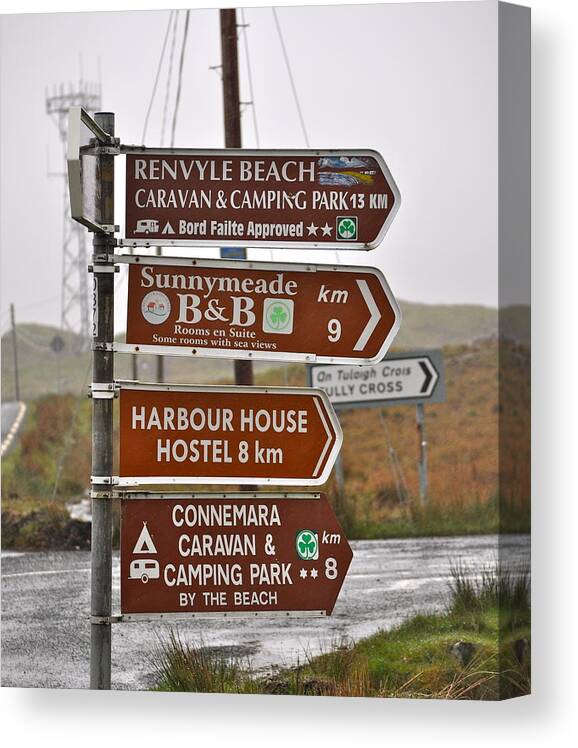Ireland Road Signs Canvas Print featuring the photograph Ireland Signs 2 by Teresa Tilley