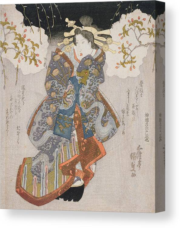 Female Canvas Print featuring the painting Iwai Kumesaburo II As A Courtesan by Utagawa Kunisada