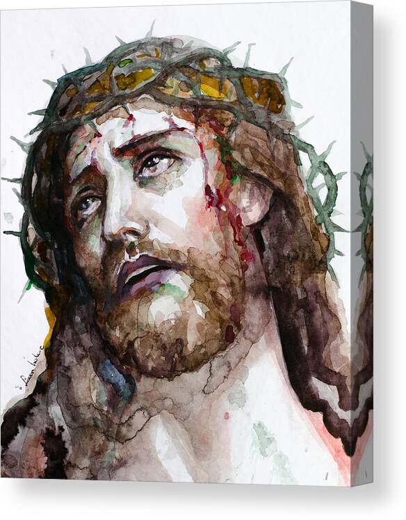 Jesus Christ Canvas Print featuring the painting The Suffering God by Laur Iduc