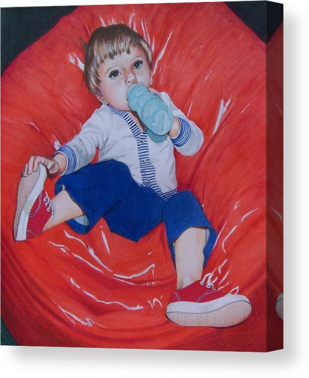 Boy Canvas Print featuring the mixed media Joey by Constance Drescher