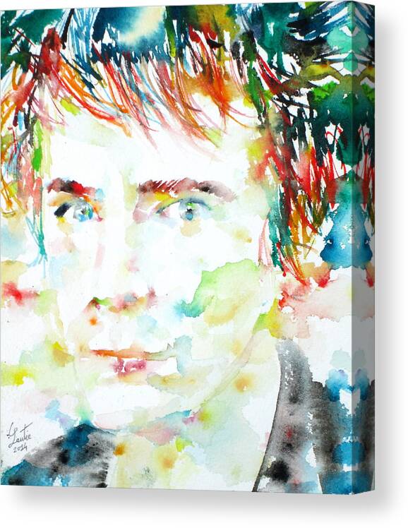 Johnny Rotten Canvas Print featuring the painting JOHNNY ROTTEN - watercolor portrait by Fabrizio Cassetta