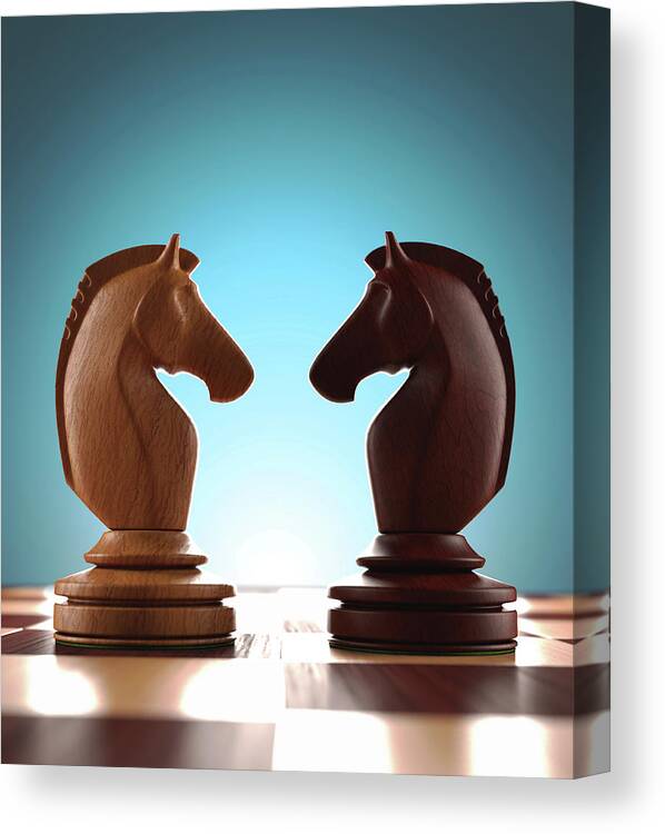 Artwork Canvas Print featuring the photograph Knight Chess Pieces by Ktsdesign