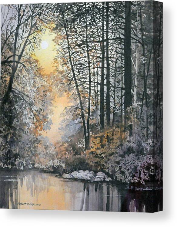 Woods Canvas Print featuring the painting Light Through the Woods by Robert W Cook 