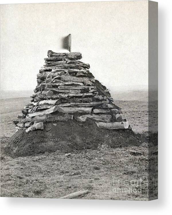 1876 Canvas Print featuring the photograph Little Bighorn Monument by Granger