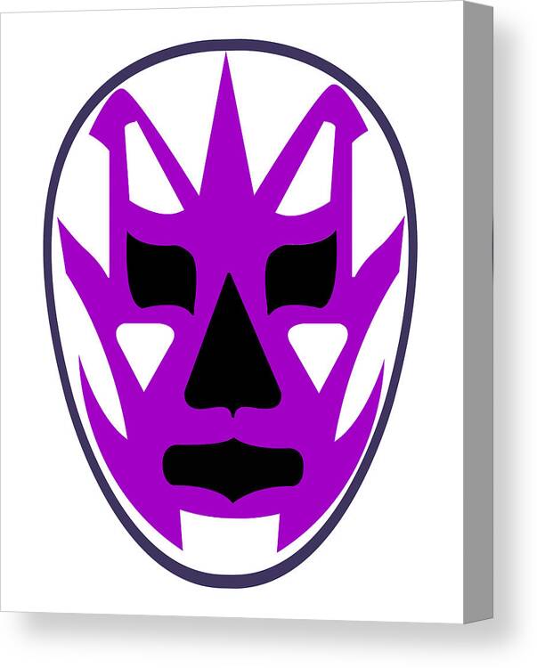 Purple Canvas Print featuring the digital art El Escarabajo Luchador Purple White by MX Designs