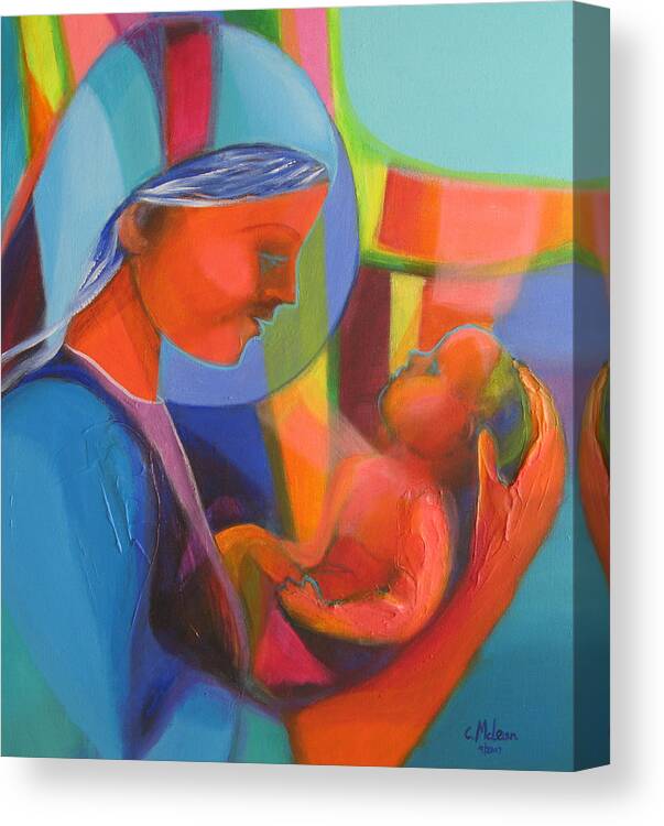 Abstract Canvas Print featuring the painting Madonna and Child by Cynthia McLean