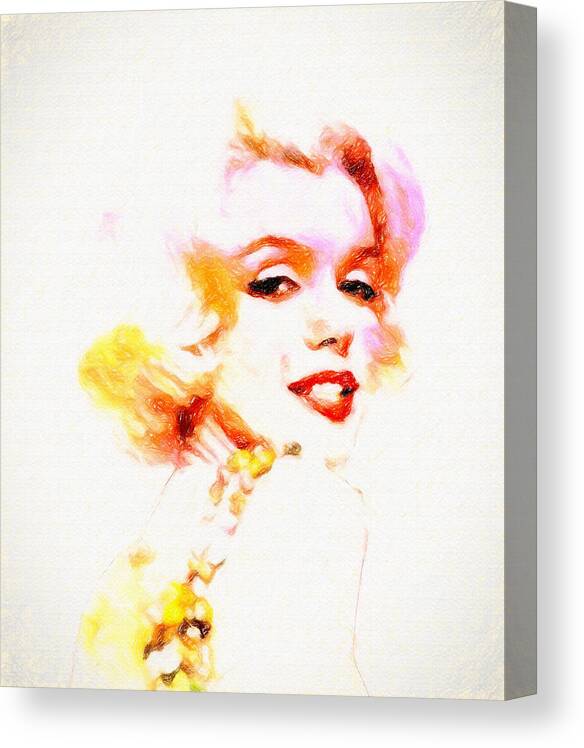 Marilyn Monroe Canvas Print featuring the painting Marilyn The Pink Sketch by John Farr