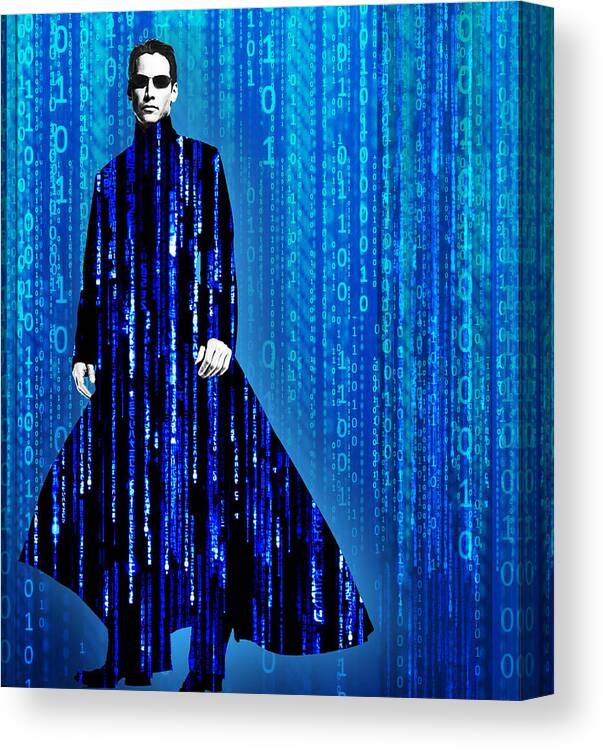 Matrix Canvas Print featuring the painting Matrix Neo Keanu Reeves by Tony Rubino