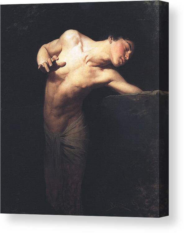 Narcissus Canvas Print featuring the painting Narcissus by Gyula Benczur