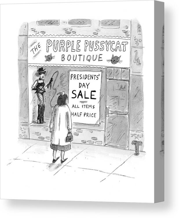 Presidents' Day Canvas Print featuring the drawing New Yorker February 9th, 1998 by Roz Chast