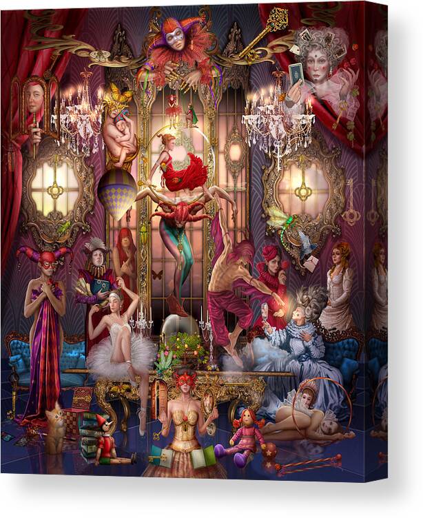 Fantasy Canvas Print featuring the digital art Oracle of Visions Party HR by MGL Meiklejohn Graphics Licensing