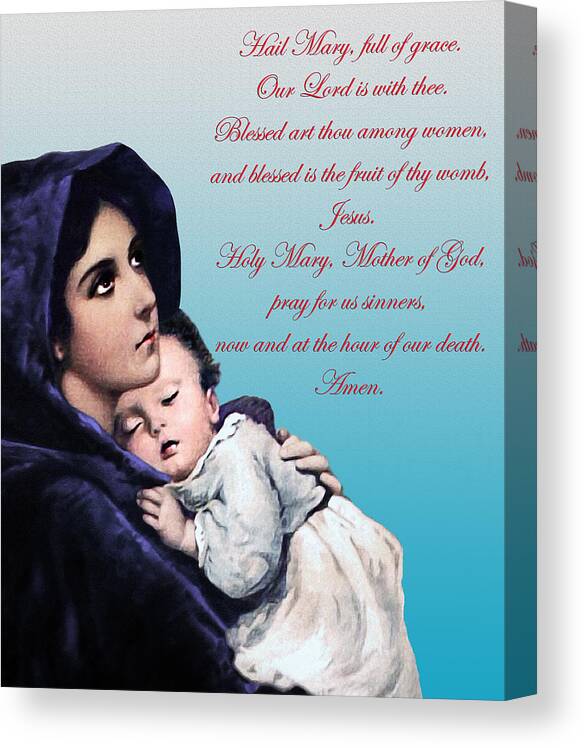 Mary Canvas Print featuring the digital art Prayer to Virgin Mary by A Samuel