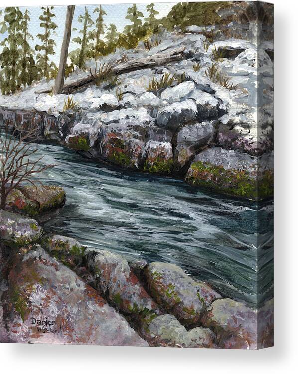 Landscape Canvas Print featuring the painting Rocky Stream by Darice Machel McGuire