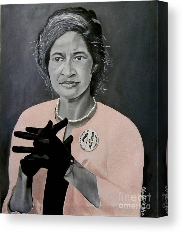 Painting; Activist; Celebrity; Faces; Famous; Female; History; Civil Rights; Legends; Speaker; Woman Canvas Print featuring the painting Rosa Parks by Michelle Brantley