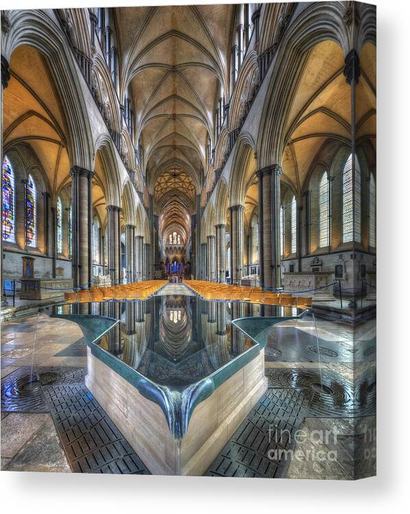 Hdr Canvas Print featuring the photograph Salisbury Cathedral by Yhun Suarez