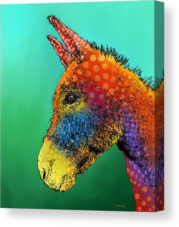 Young Canvas Print featuring the digital art Spotted Donkey by Marlene Watson