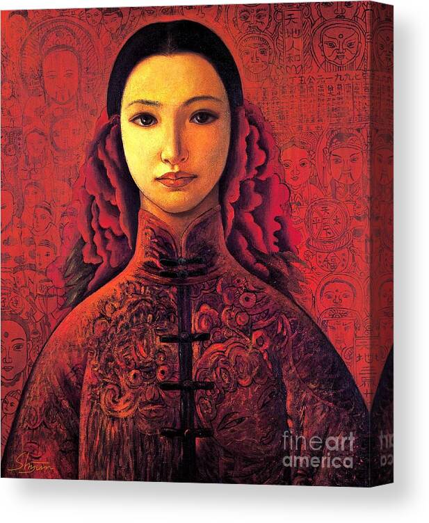 Portrait Canvas Print featuring the painting Spring by Shijun Munns