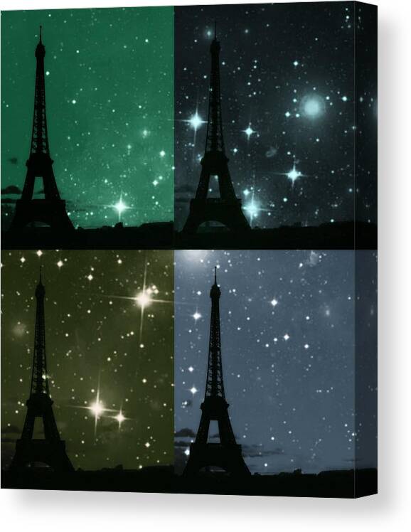 Starry Canvas Print featuring the photograph Starry Night - Eiifel Tower Paris by Marianna Mills