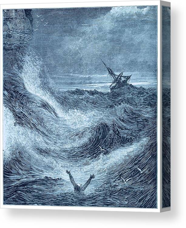 19th Century Illustration Canvas Print featuring the photograph Storm At Sea. by David Parker/science Photo Library