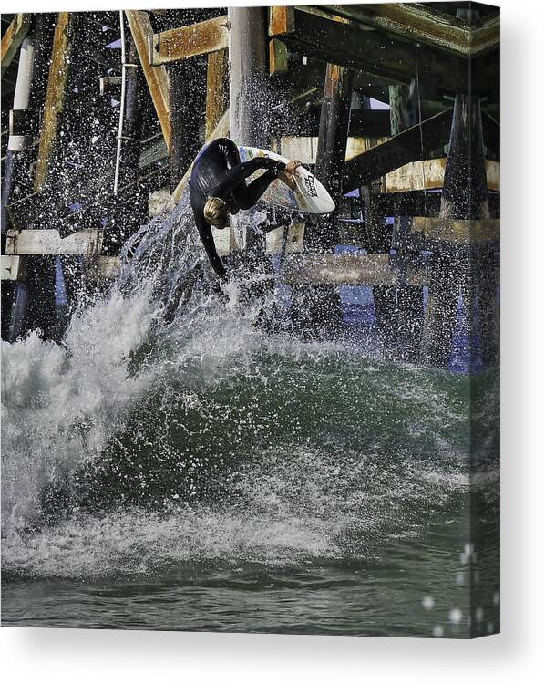 California Surfer Canvas Print featuring the photograph Surfing San Clemente Pier by Richard Cheski