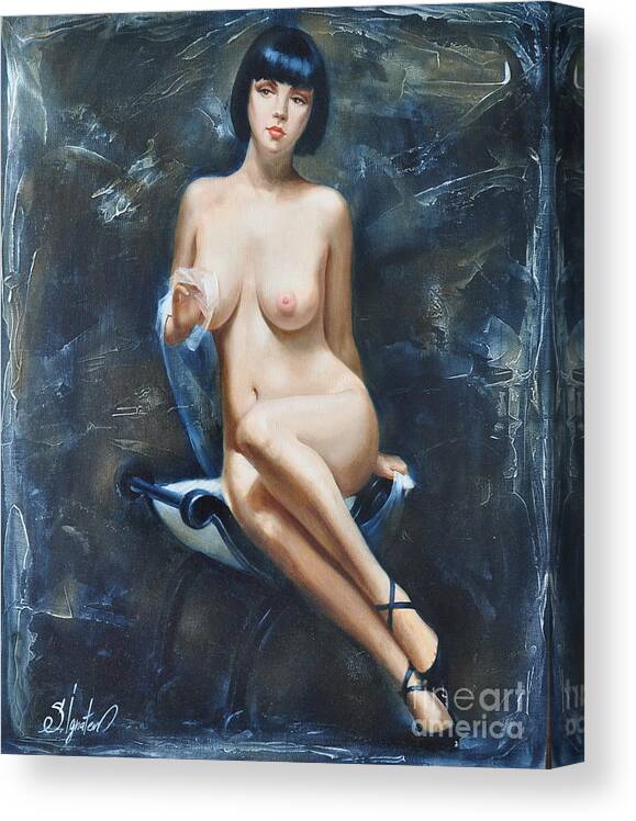 Oil Canvas Print featuring the painting The french model by Sergey Ignatenko