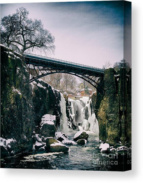 Ice Canvas Print featuring the photograph The Great Falls of Paterson by Mark Miller