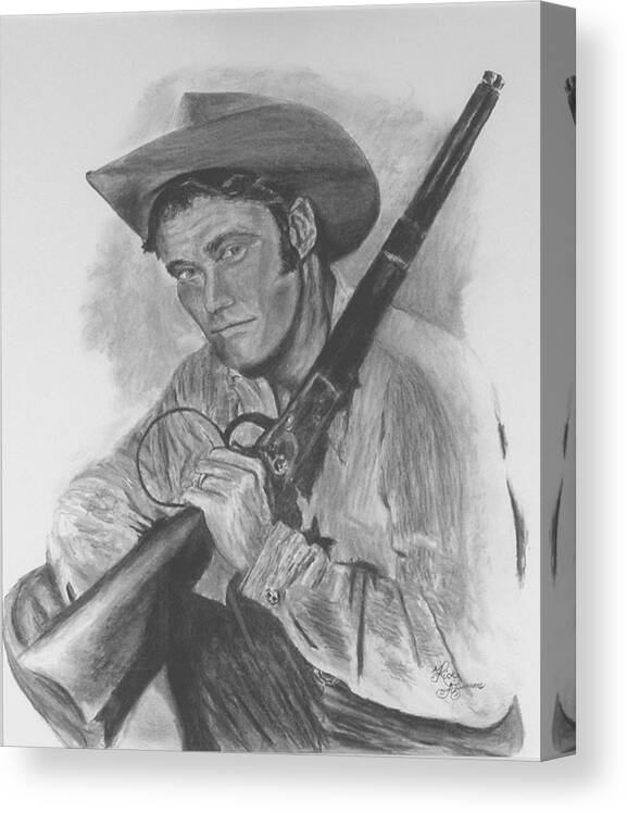 Figurative Canvas Print featuring the drawing The Rifleman by Rick Fitzsimons
