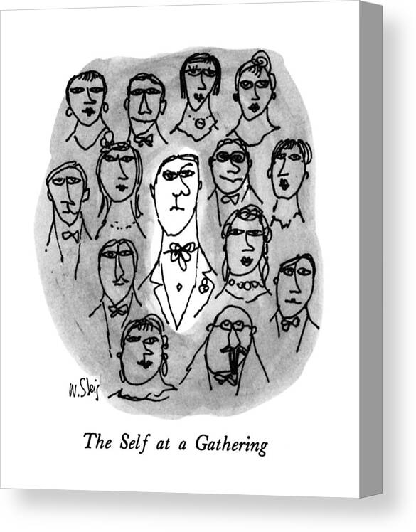 The Self At A Gathering

The Self At A Gathering Title Canvas Print featuring the drawing The Self At A Gathering by William Steig