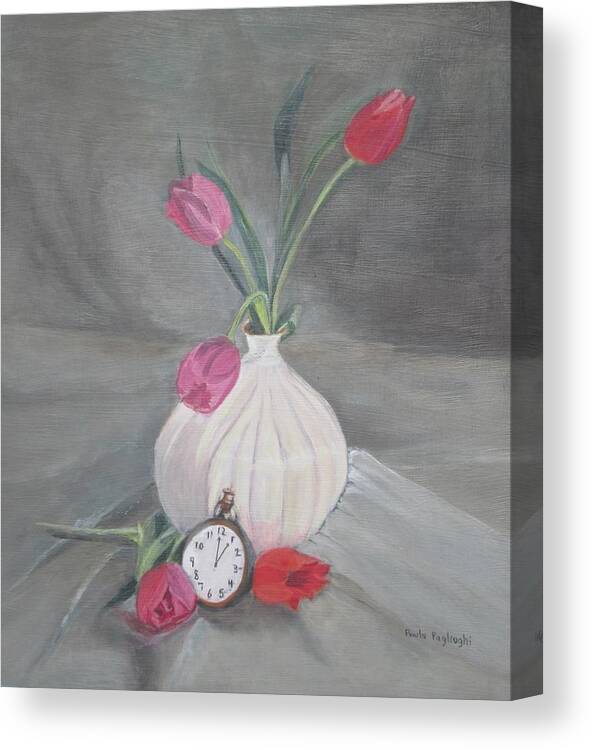 Tulips Canvas Print featuring the painting Time For Spring by Paula Pagliughi