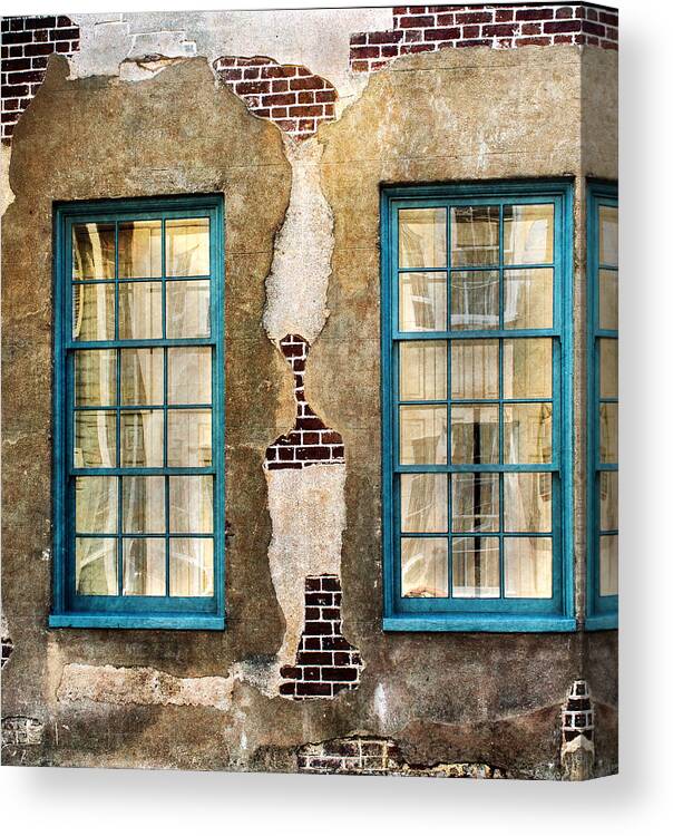 Charleston Canvas Print featuring the photograph Twin Windows In Charleston by Gary Slawsky