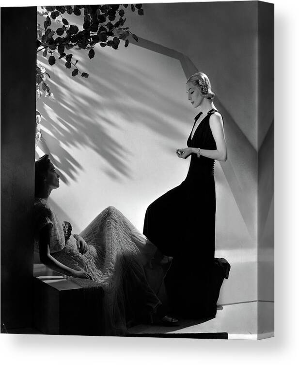 Beauty Canvas Print featuring the photograph Two Models In Summer Fashions by Horst P. Horst