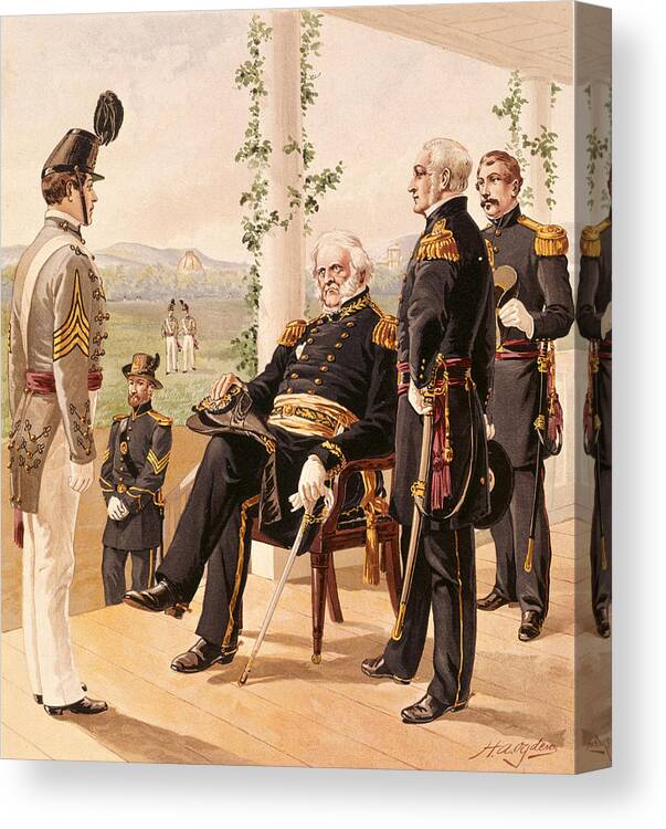 General-in-chief Canvas Print featuring the photograph Uniforms Of The American Army, 1858-61, Published By G.h. Buek And Company, 1885 Colour Litho by Henry Alexander Ogden