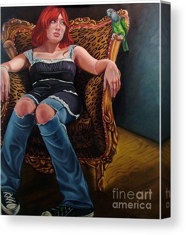 Parrot Canvas Print featuring the painting Veronica by Shelley Laffal