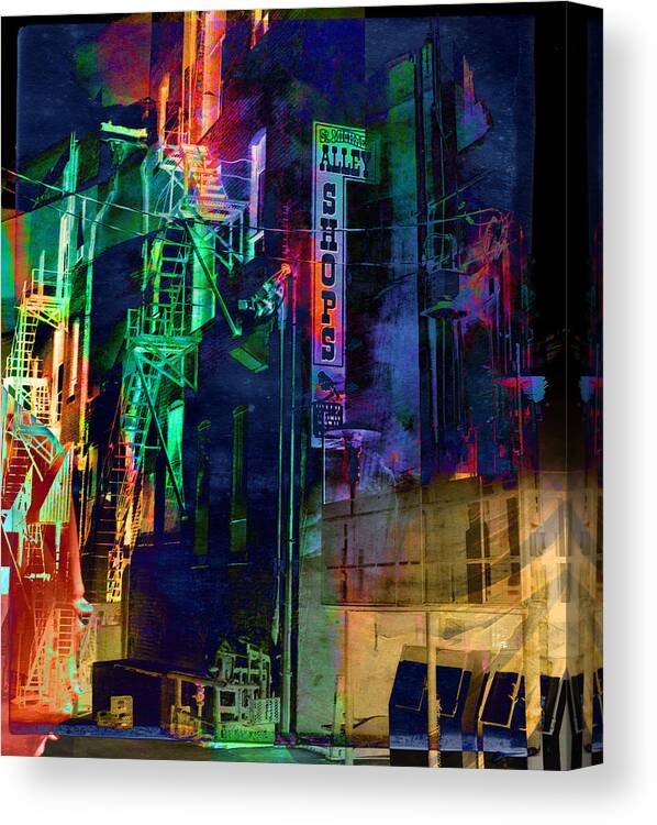 Abstract Canvas Print featuring the photograph Whiskey Row Alley by James Bethanis