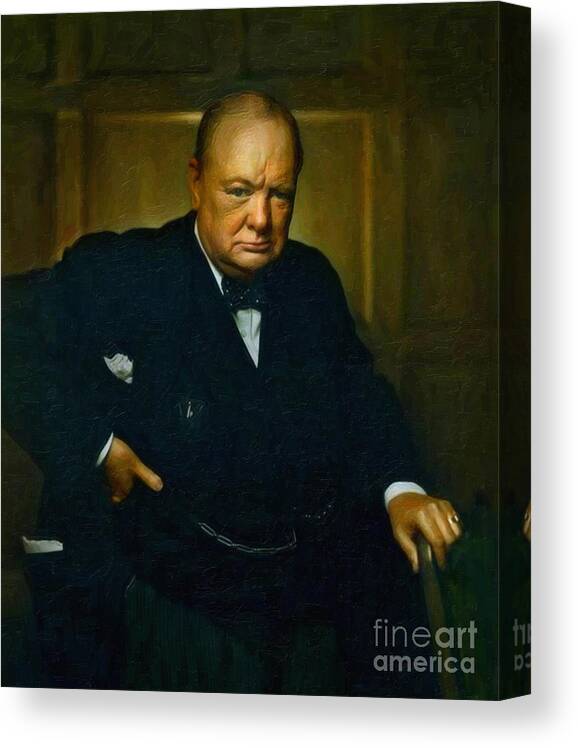 Landmark Canvas Print featuring the painting Winston Churchill by Celestial Images