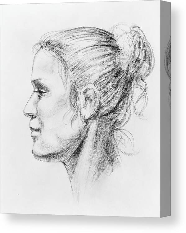 Woman Canvas Print featuring the drawing Woman Head Study by Irina Sztukowski