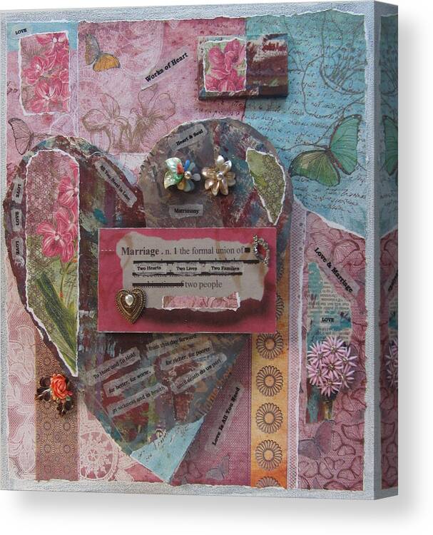 Heart Canvas Print featuring the mixed media Works of Heart Matrimony by Anita Burgermeister
