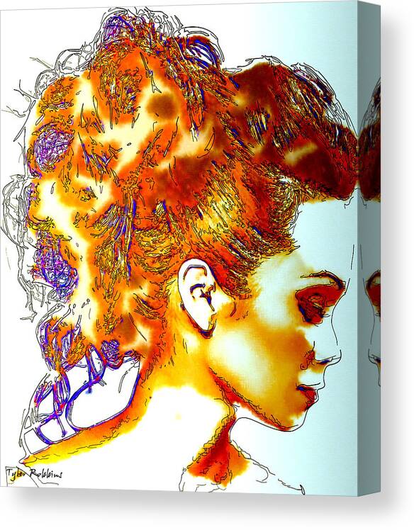 Woman Canvas Print featuring the mixed media Lines of a Beautiful Profile by Tyler Robbins