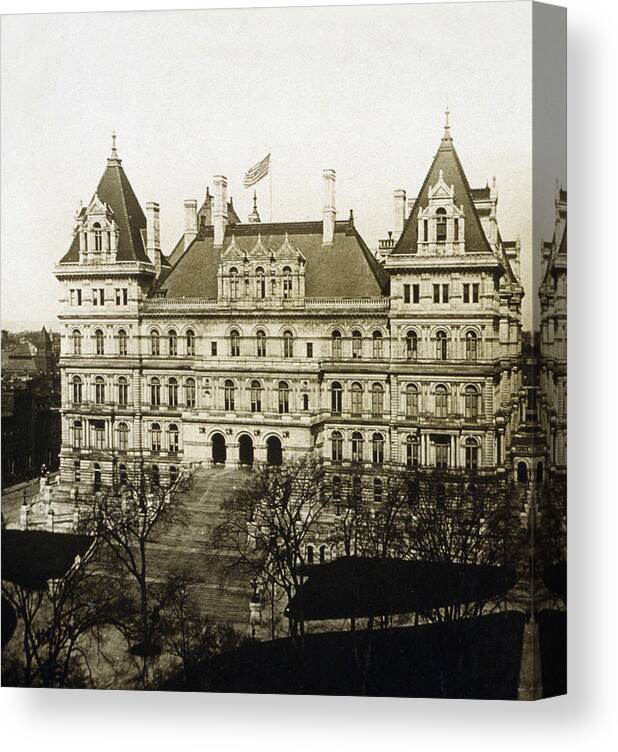 new York Canvas Print featuring the photograph Albany New York - State Capitol Building - c 1900 by International Images
