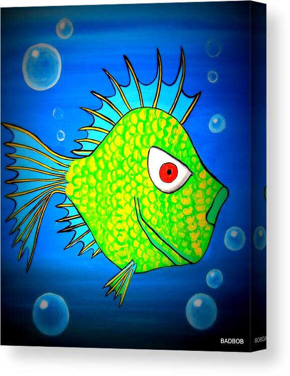 Fish Canvas Print featuring the painting Badfishy by Robert Francis