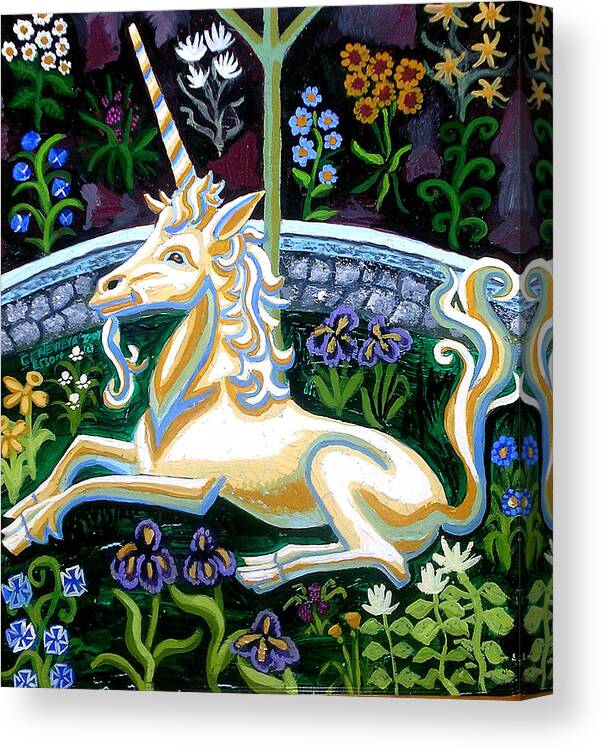 Unicorn Canvas Print featuring the painting Captive Unicorn by Genevieve Esson