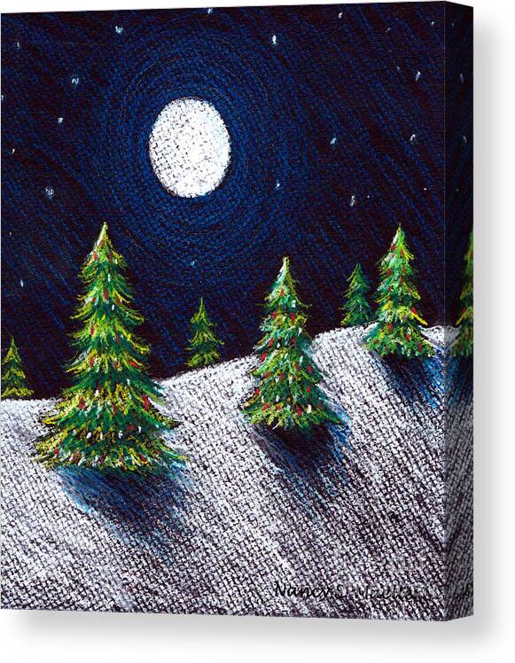 Pastels Canvas Print featuring the drawing Christmas Trees II by Nancy Mueller