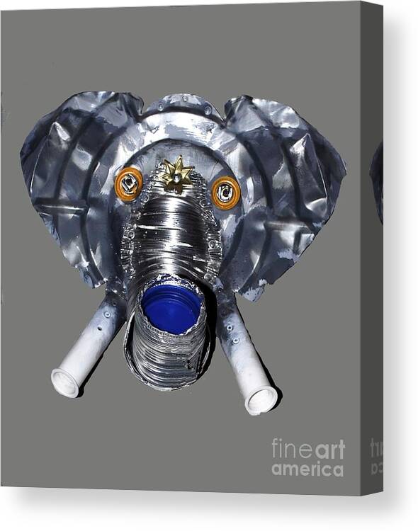 Recycling Art Canvas Print featuring the mixed media Elephant Mask by Bill Thomson