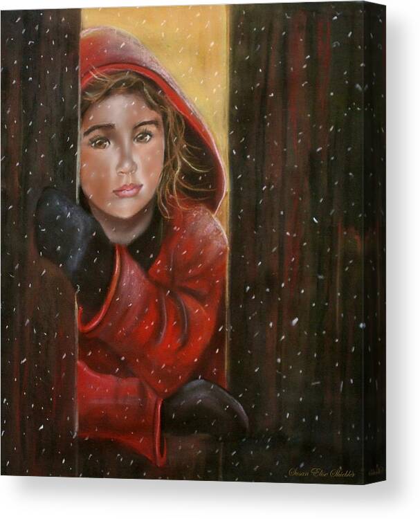  Snow Canvas Print featuring the painting First Snow by Susan Elise Shiebler