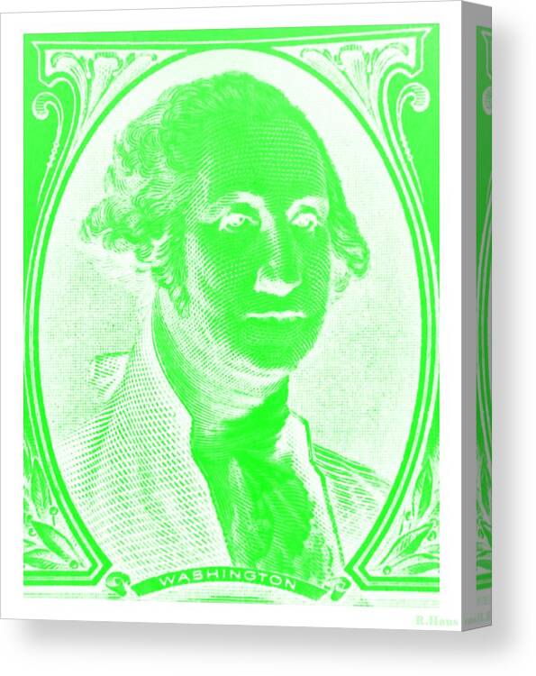 George Washington Canvas Print featuring the photograph GEORGE WASHINGTON in NEGATIVE GREEN by Rob Hans