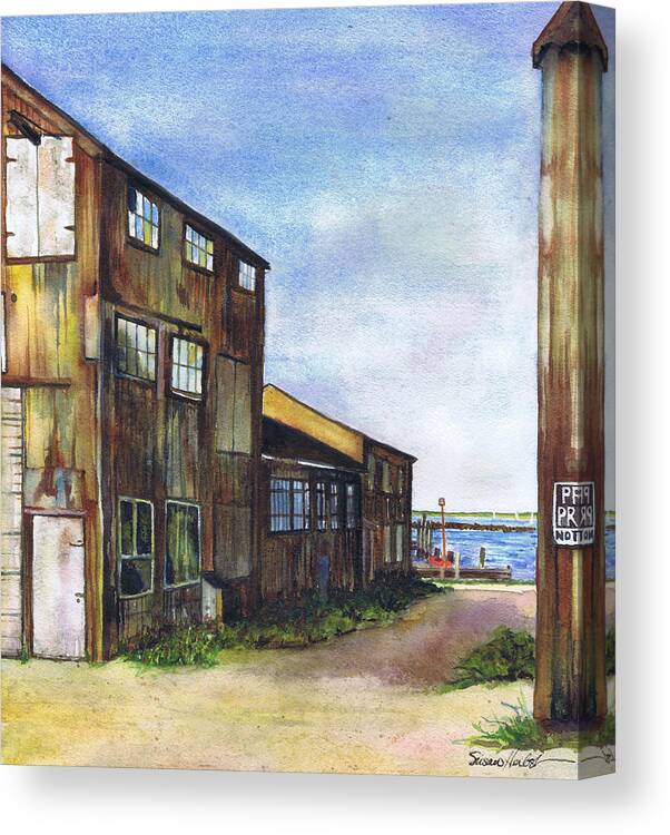 Greenport New York Canvas Print featuring the painting Greenport Boatyard by Susan Herbst