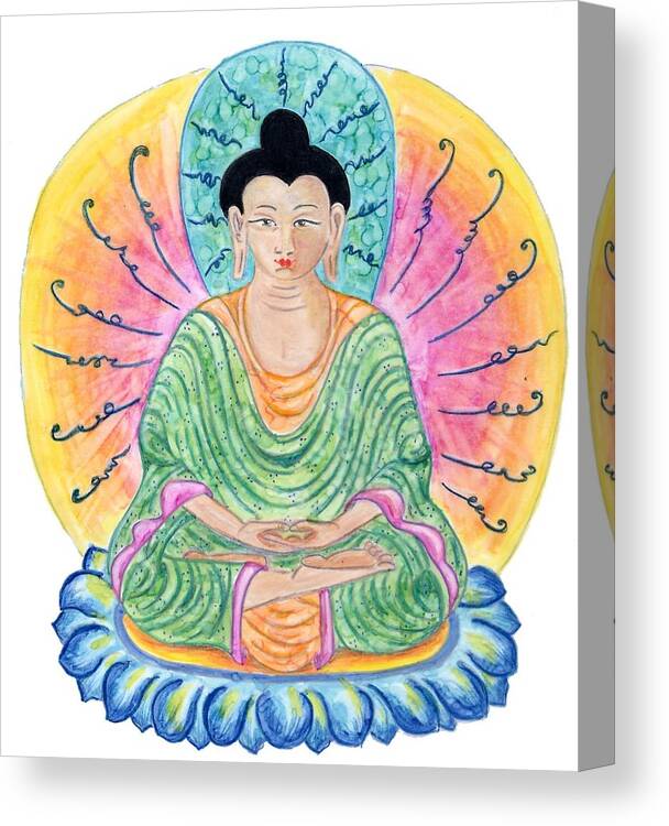 Buddha Canvas Print featuring the drawing Ink Buddha I by Suzan Sommers